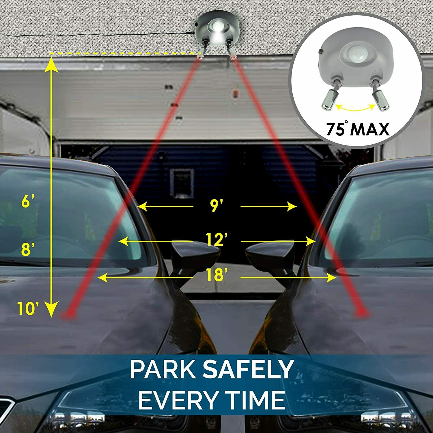 Dual 2 Car Laser Garage Auto Parking Sensor Assist Aid Guide Stop Light