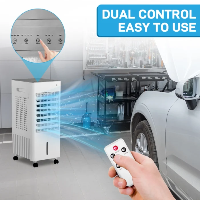 3-in-1 Portable Air Conditioner – Evaporative Air Cooler, Humidifier & Fan with Remote, 8L Water Tank - Image 2