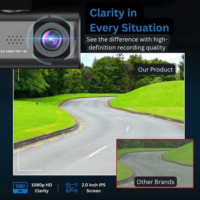Dash Cam 1080P Front Rear Inside | 3 Camera Car DVR Night Vision G-Sensor Loop Recording - Image 3